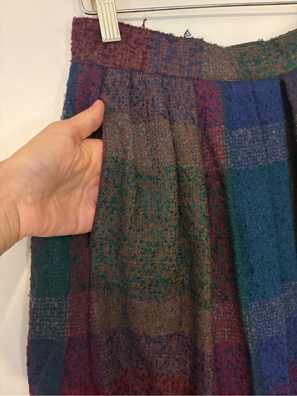 Diane Von Furstenberg Plaid Midi Skirt in Teal, Burgundy & Navy - Picture 3 of 9